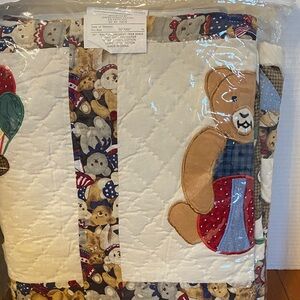 QVC Teddy Bear quilted throw blanket 50x60” polyester and cotton NIP